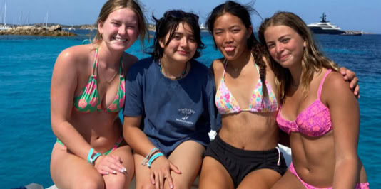 Relaxing during a school scuba diving trip to egypt